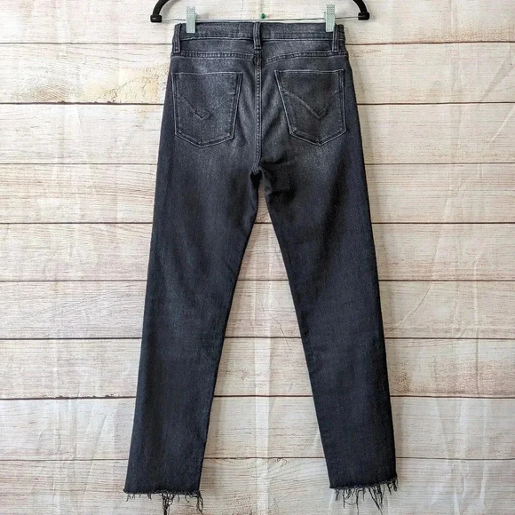 Hudson Size 26 Barbara Skinny Jeans Charcoal Raw Hem Stretchy Exposed Buttonfly - Picture 8 of 11